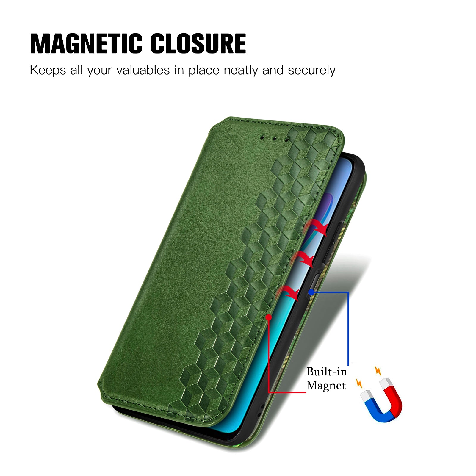 Anti-fall Phone Case For Honor X8 5G Flip Leather Wallet Cover Stand Imprinting Rhombus Magnetic Phone Case Anti-fall Phone Case For Honor X8 5G Flip Leather Wallet Cover Stand Imprinting Rhombus Magnetic Phone Case